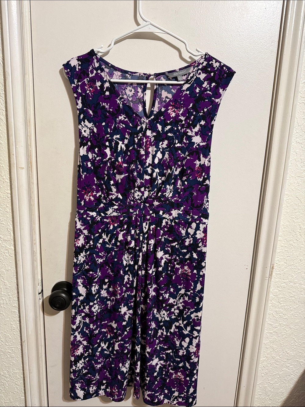 Purple Floral Print Cap Sleeve Dress